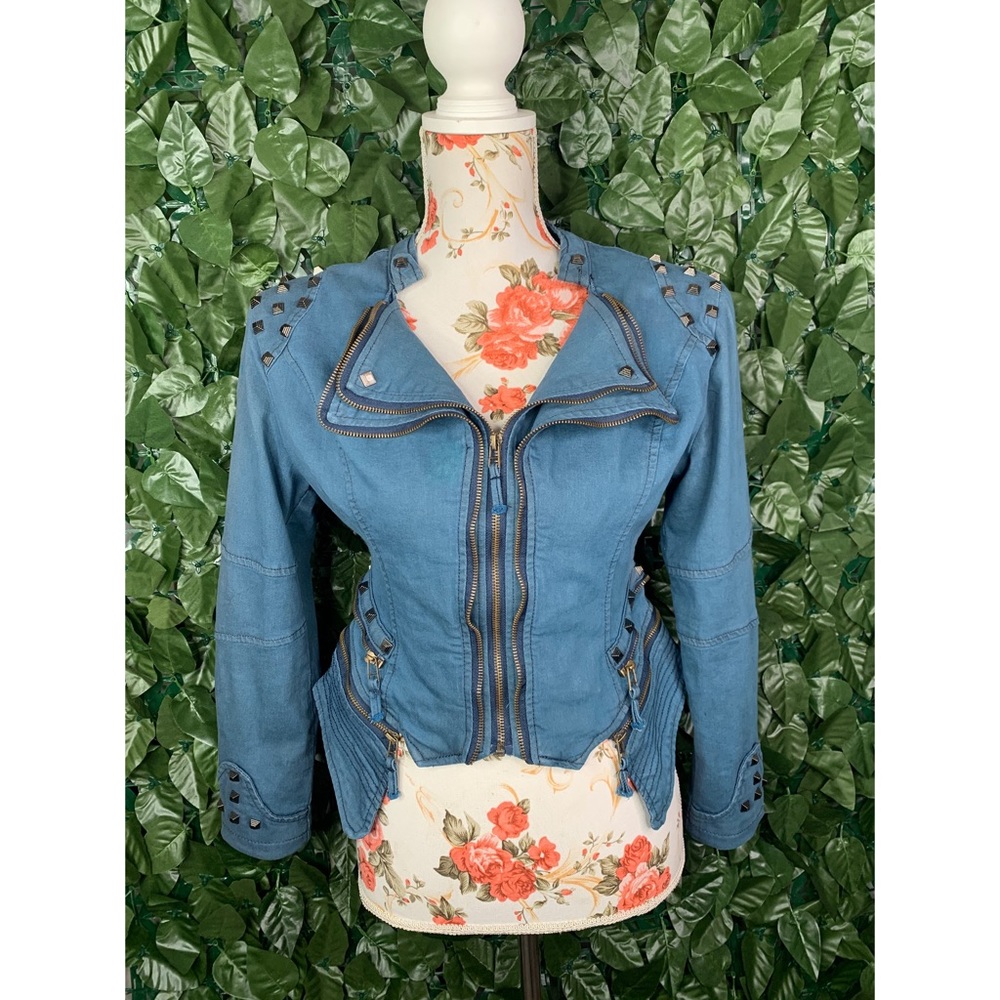 Studded & Zipper Embellished Jacket
